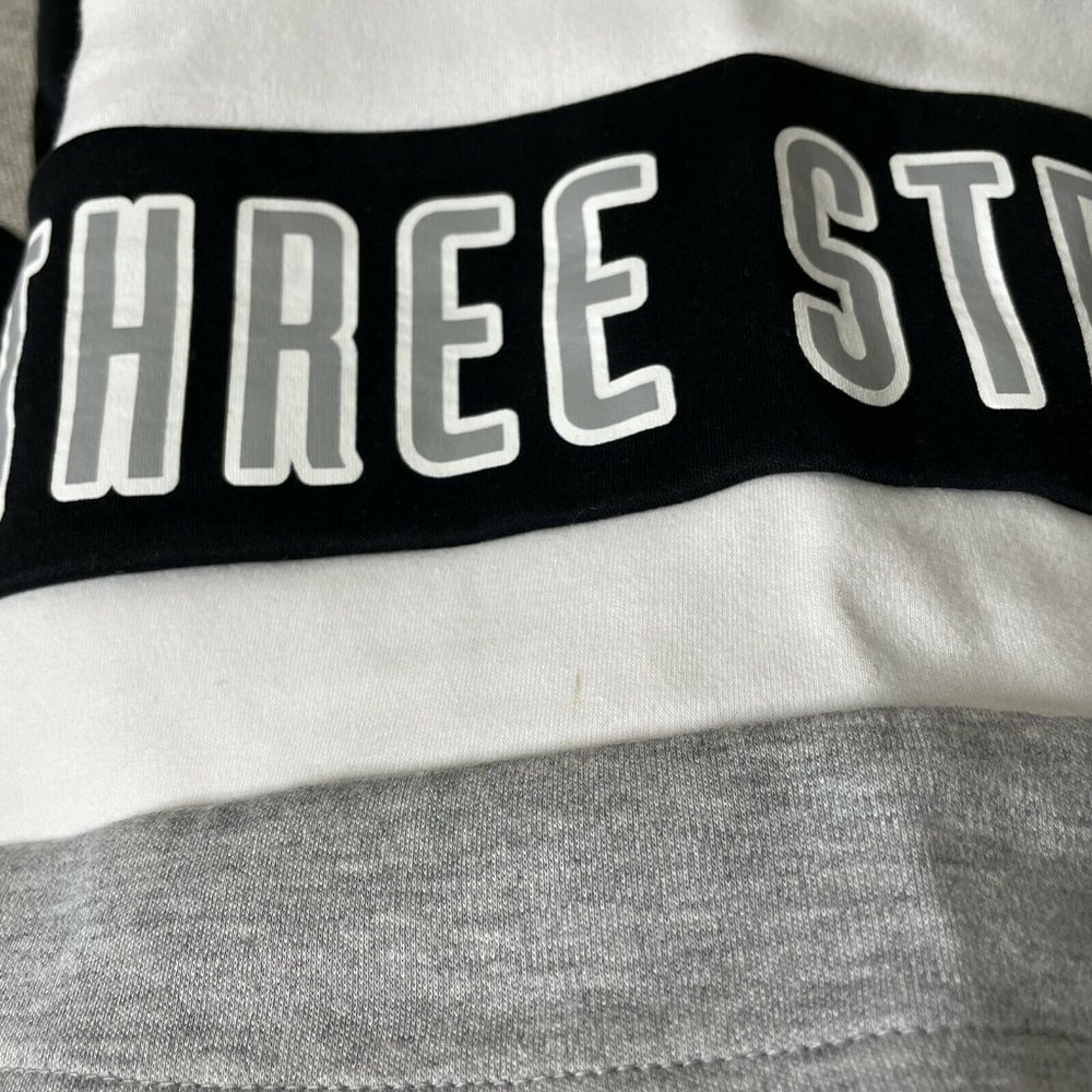 Adidas Three Stripes Trefoil crop top Sweatshirt Size M Black White Gray - Picture 6 of 8